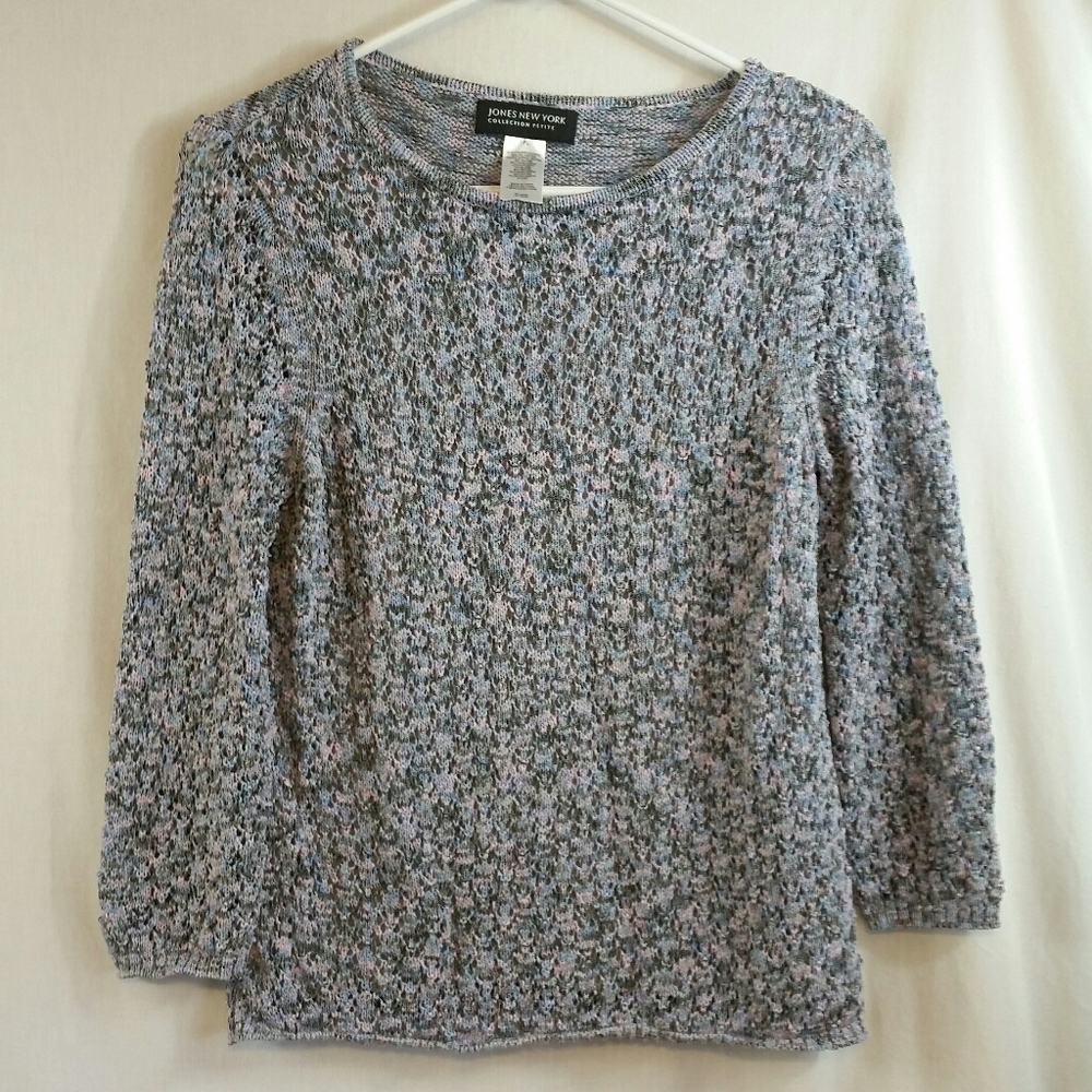 Jones New York Long Sleeve Crochet Top